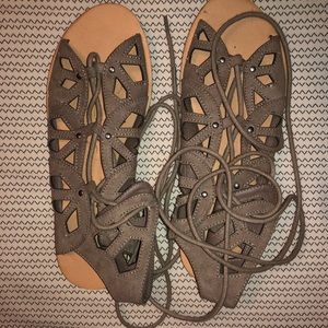 gray ankle sandals